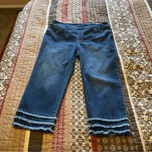 Women's Blue Frayed Hem Jeans